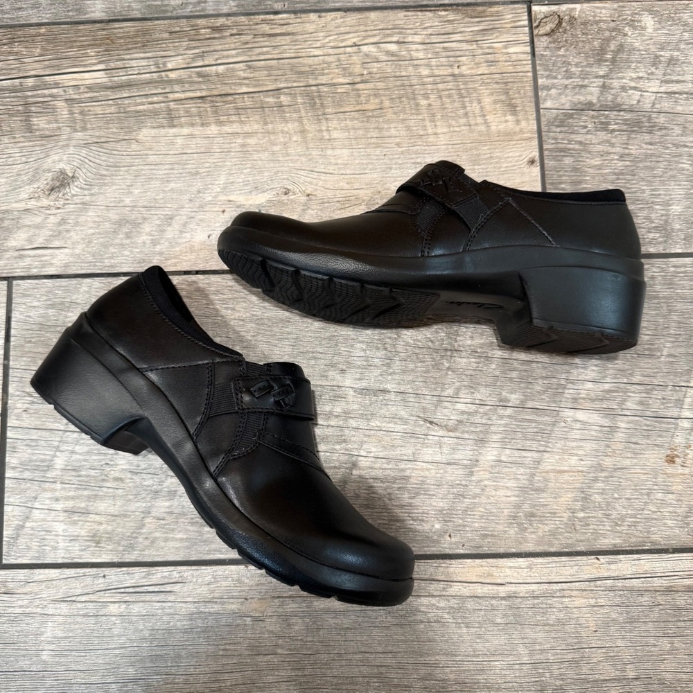 Clarks Angie Pearl Black Slip On Loafer Clog Mule Hybrid Shoes Women Size 9M‎